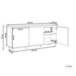 Wyld and Coco 3-Door Sideboard - Dark Brown Melamine with Black Metal Legs - thumbnail 3