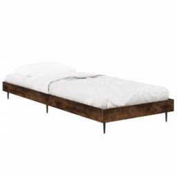 Berkfield Home Durable Bed Frame Smoked Oak 75x190 cm Small Single Engineered Wood in Brown - thumbnail 1