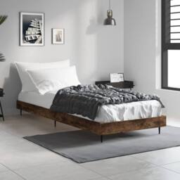 Berkfield Home Durable Bed Frame Smoked Oak 75x190 cm Small Single Engineered Wood in Brown - thumbnail 2