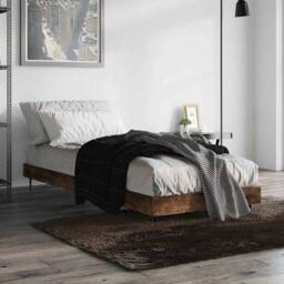 Berkfield Home Durable Bed Frame Smoked Oak 75x190 cm Small Single Engineered Wood in Brown - thumbnail 4