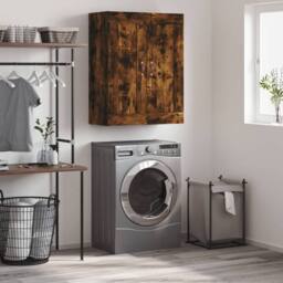 Berkfield Home Wall Mounted Cabinet Smoked Oak 69.5x34x90 cm Engineered Wood in Brown - thumbnail 2