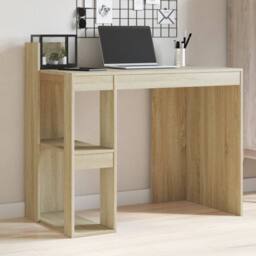 Berkfield Home Office Desk Sonoma Oak 103.5x56.5x94 cm Engineered Wood in Light Brown - thumbnail 2