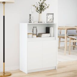Berkfield Home Sideboard with LED White 72x34x100 cm Engineered Wood - Size: 72 x 34 x 100 cm - thumbnail 4