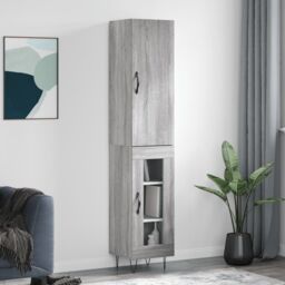 Berkfield Home Highboard Grey Sonoma 34.5x34x180 cm Engineered Wood - thumbnail 1