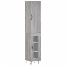 Berkfield Home Highboard Grey Sonoma 34.5x34x180 cm Engineered Wood - thumbnail 2