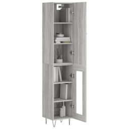 Berkfield Home Highboard Grey Sonoma 34.5x34x180 cm Engineered Wood - thumbnail 3