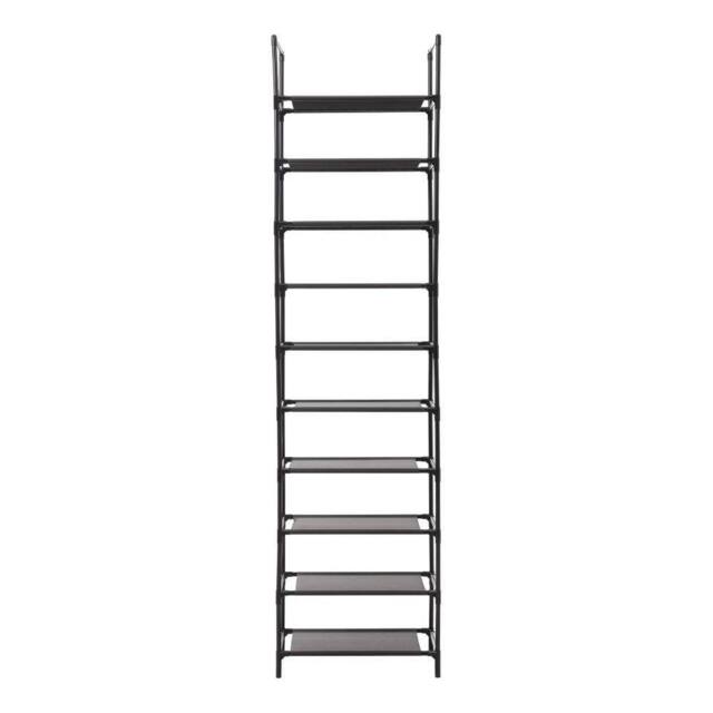 KORVIXA 10Tier Narrow Shoe Rack Shoe Shelf in Black - Size: 100 cm x 100 cm - image 1