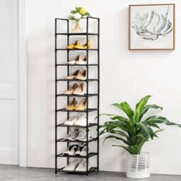 KORVIXA 10Tier Narrow Shoe Rack Shoe Shelf in Black - Size: 100 cm x 100 cm - thumbnail 5
