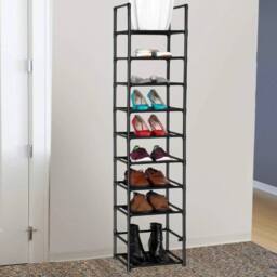 KORVIXA 10Tier Narrow Shoe Rack Shoe Shelf in Black - Size: 100 cm x 100 cm - thumbnail 3