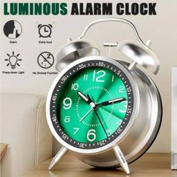 NESTLUNE Super Loud Twin Bell Alarm Clock with Night Light Not Ticking in Silver - Size: 100 cm x 60 cm - thumbnail 6