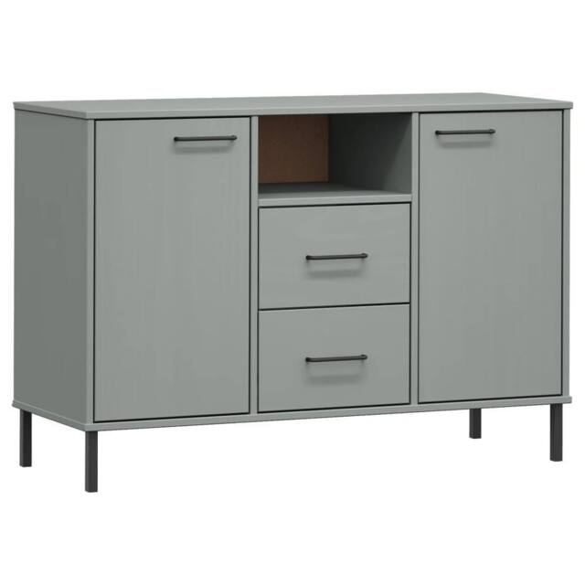 Berkfield Home Sideboard with Metal Legs Grey 113x40x77 cm Solid Wood OSLO - Size: 113 x 40 x 77 cm - image 1