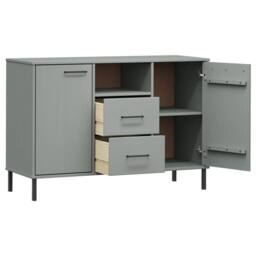 Berkfield Home Sideboard with Metal Legs Grey 113x40x77 cm Solid Wood OSLO - Size: 113 x 40 x 77 cm - thumbnail 5