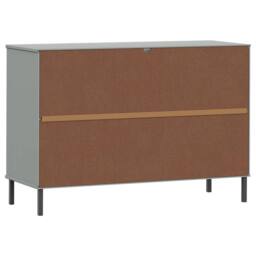Berkfield Home Sideboard with Metal Legs Grey 113x40x77 cm Solid Wood OSLO - Size: 113 x 40 x 77 cm - thumbnail 7