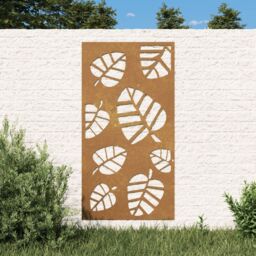 Berkfield Home Garden Wall Decoration 105x55 cm Corten Steel Leaf Design in Brown