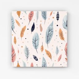 Warren Reed - Designer Pastel Feather Pattern Canvas in Blue - Size: w10 inch x h10 inch - thumbnail 1
