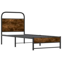Berkfield Home Bed Frame Without Mattress 75x190 cm Smoked Oak Engineered Wood in Brown - thumbnail 4