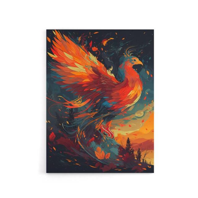"Artery8 Phoenix Bird Spreading Wings Canvas Wall Art Print in Orange - Size: W18"" x H24""" - image 1