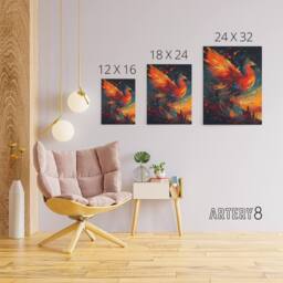 "Artery8 Phoenix Bird Spreading Wings Canvas Wall Art Print in Orange - Size: W18"" x H24""" - thumbnail 4