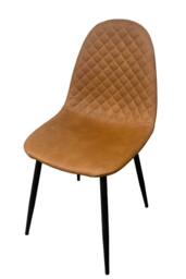 IH Design Corona Tan Faux Leather Dining Chairs Set of 4 with Black Steel Legs - thumbnail 3
