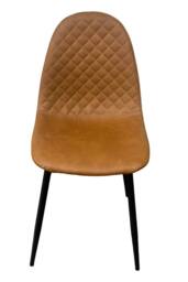 IH Design Corona Tan Faux Leather Dining Chairs Set of 4 with Black Steel Legs - thumbnail 2