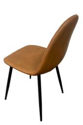 IH Design Corona Tan Faux Leather Dining Chairs Set of 4 with Black Steel Legs - thumbnail 5