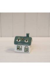 KDMD White/green Ceramic House Tealight - 11mm in Green - thumbnail 2