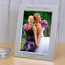 Uniqueful Women's Personalised Matron of Honour Silver Plated Frame Wedding