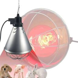 Nordara 250W INFA RED HEAT LAMP WITH BULB FOR POULTRY, BROODER CHICK PUPPIE PIG in Silver