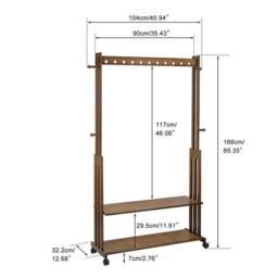 Kelvenix Rolling Bamboo Clothes Rail Rack in Brown - thumbnail 2