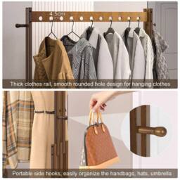 Kelvenix Rolling Bamboo Clothes Rail Rack in Brown - thumbnail 4