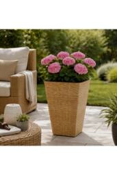 KDMD Brown Rattan Effect Tall Planter 45cm - thumbnail 3
