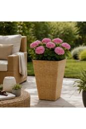 KDMD Brown Rattan Effect Tall Planter 45cm - thumbnail 4