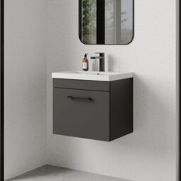 Balterley 1 Drawer Bathroom Wall Hung Vanity Basin Unit D-shaped handle 500mm in Grey - thumbnail 4
