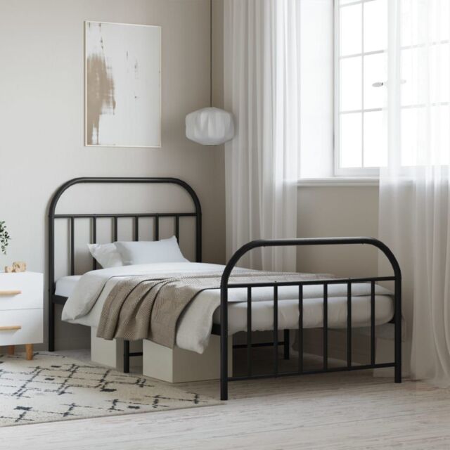 Berkfield Home Metal Bed Frame with Headboard & Footboard Black 100x200 cm - image 1