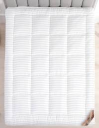 GAVENO CAVAILIA 10CM Satin Stripe Mattress Topper in White - Size: King - thumbnail 4