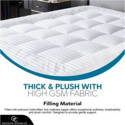 GAVENO CAVAILIA 10CM Satin Stripe Mattress Topper in White - Size: King - thumbnail 3