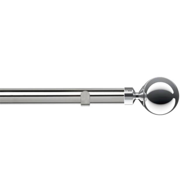 New Edge Blinds 28mm Fixed Length Metal Eyelet Curtain Pole Set - Met Ball Finial in Metallic Silver - Size: 50 cm - image 1