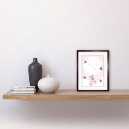 "Artery8 Wall Art Print Girls Moon Climber Art Framed 9x7 inch in Brown - Size: W7"" x H9""" - thumbnail 2