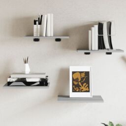 Berkfield Home Wall Shelves 4 pcs Grey Sonoma 40x30x1.5 cm Engineered Wood - thumbnail 1