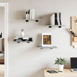 Berkfield Home Wall Shelves 4 pcs Grey Sonoma 40x30x1.5 cm Engineered Wood - thumbnail 3