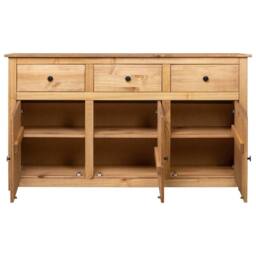 Berkfield Home Sideboard 135x40x80 cm Solid Pinewood Panama Range in Brown - Size: 135 x 40 x 80 cm - thumbnail 4