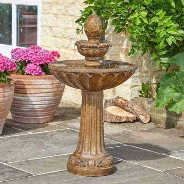 Marco Paul 85cm Bronze 3 Tier Resin Solar Powered Water Fountain - image 1