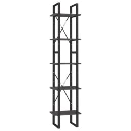 Berkfield Home 5-Tier Book Cabinet Grey 40x30x175 cm Pinewood - Size: 40 x 30 x 175 cm - thumbnail 2