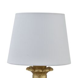 First Choice Lighting Pineapple - Gold Resin Table Lamp with White Fabric Shade - thumbnail 3