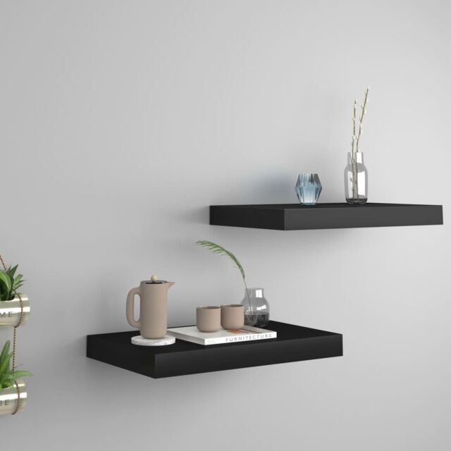 Berkfield Home Floating Wall Shelves 2 pcs Black 40x23x3.8 cm MDF - image 1
