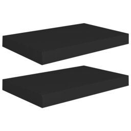 Berkfield Home Floating Wall Shelves 2 pcs Black 40x23x3.8 cm MDF - thumbnail 2