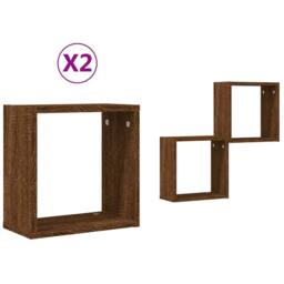 Berkfield Home Wall Cube Shelves 2 pcs Brown Oak 30x15x30 cm - Size: 30 x 15 x 30 cm - thumbnail 2