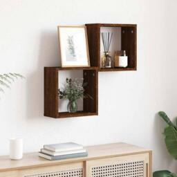 Berkfield Home Wall Cube Shelves 2 pcs Brown Oak 30x15x30 cm - Size: 30 x 15 x 30 cm - thumbnail 3