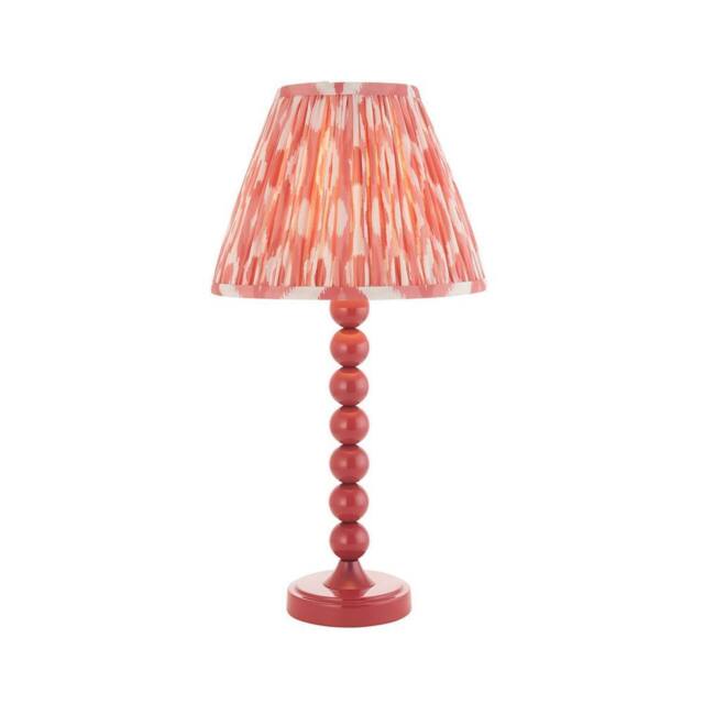 Netlighting Higgledy Gloss Pink Table Lamp Pink Fabric Ikat Shade 25cm E14 - image 1