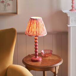 Netlighting Higgledy Gloss Pink Table Lamp Pink Fabric Ikat Shade 25cm E14 - thumbnail 2